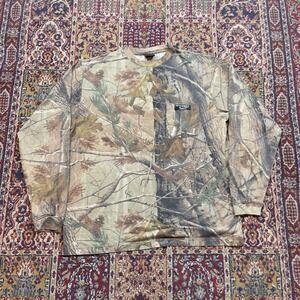 VTG 00s RealTree Pro Series Long Sleeve Camo T Shirt Men's Size Large brown bark